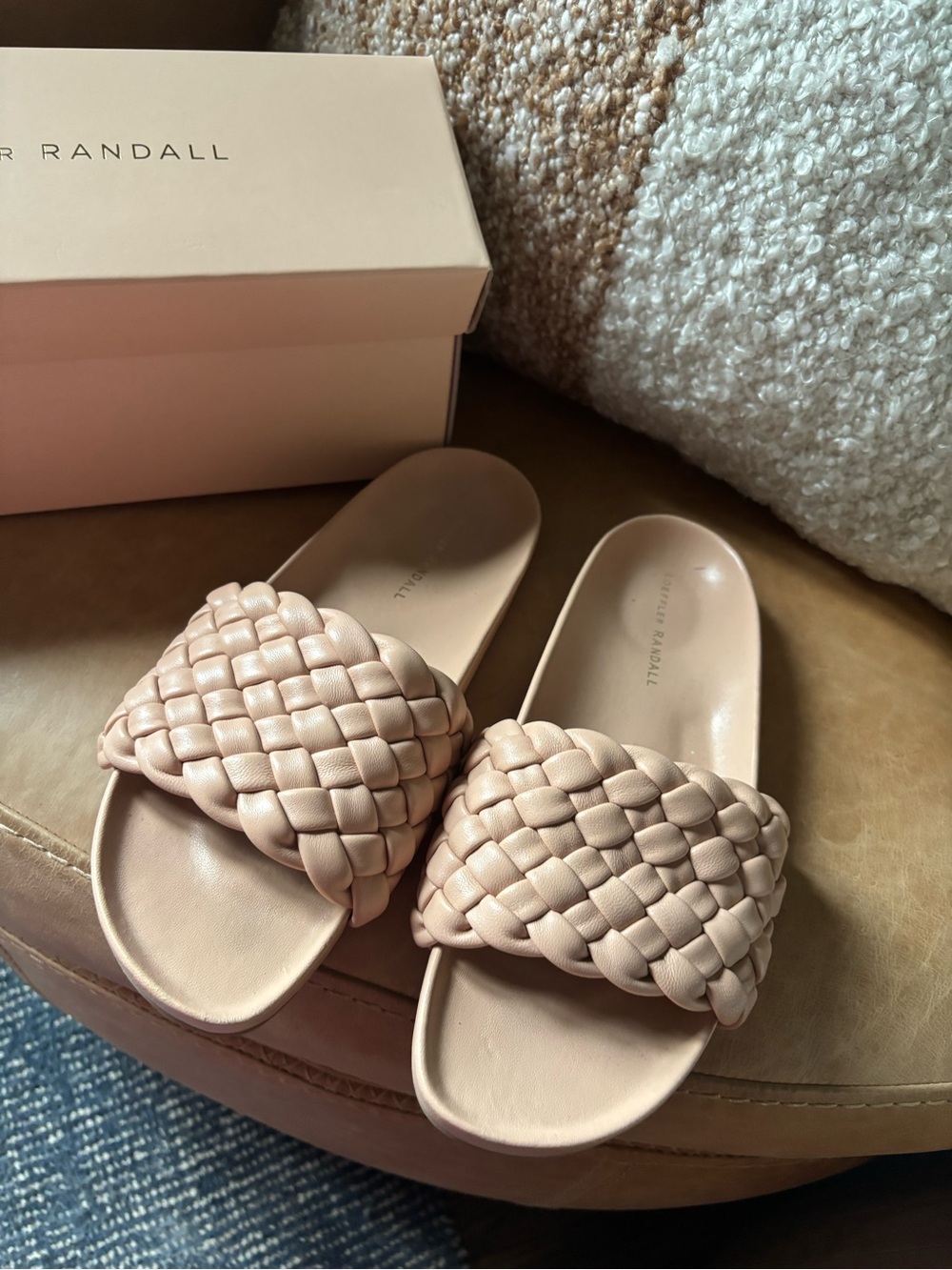 Loeffler Randall Braided Slide Sandals — Nude Blush